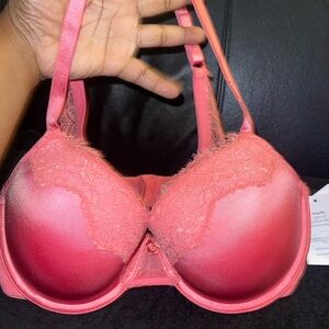 Auden Bra Womens Push Up padded underwire Demi Coverage Bra peach color Lace NWT